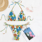 Damen Triangel-Bikini mit verspieltem Raff-Design