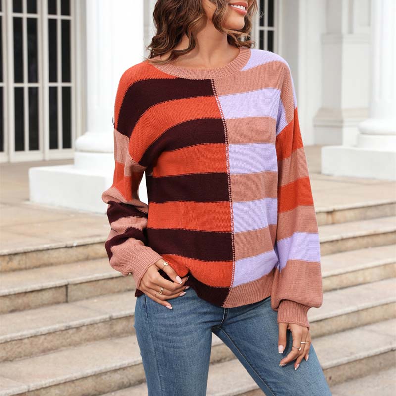 R&B | Farbiger Gestreifter Strickpullover Mit Stil