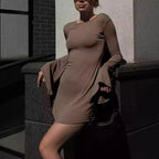 Damen Mini-Dress mit eleganten Trompetenärmeln und figurformendem Schnitt R&B