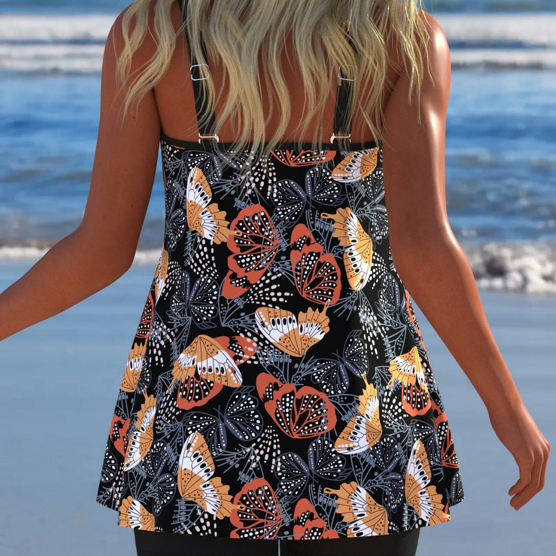 Damen Schwimmanzug mit modischem A-Linien-Schnitt und floralem Design R&B