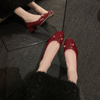 Damen Ballerinas mit feinem Schleifendetail und hochglänzender Oberfläche