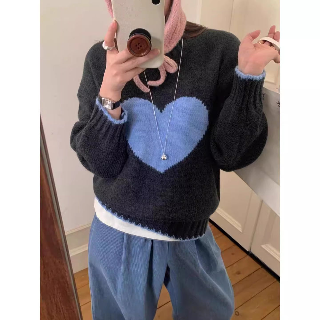 Damen angesagter Pullover mit Herzmotiv und lässigem Schnitt R&B