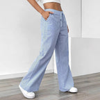 Damen weite Freizeithose mit Gürtel und praktischen Taschen R&B