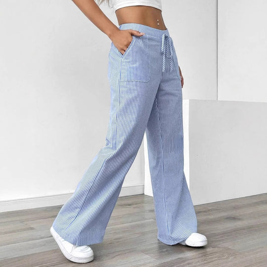Damen weite Freizeithose mit Gürtel und praktischen Taschen R&B