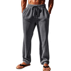 Herren nan lässige Ripp-Freizeithose mit Tunnelzugbund, Eingrifftaschen und geradem Bein R&B