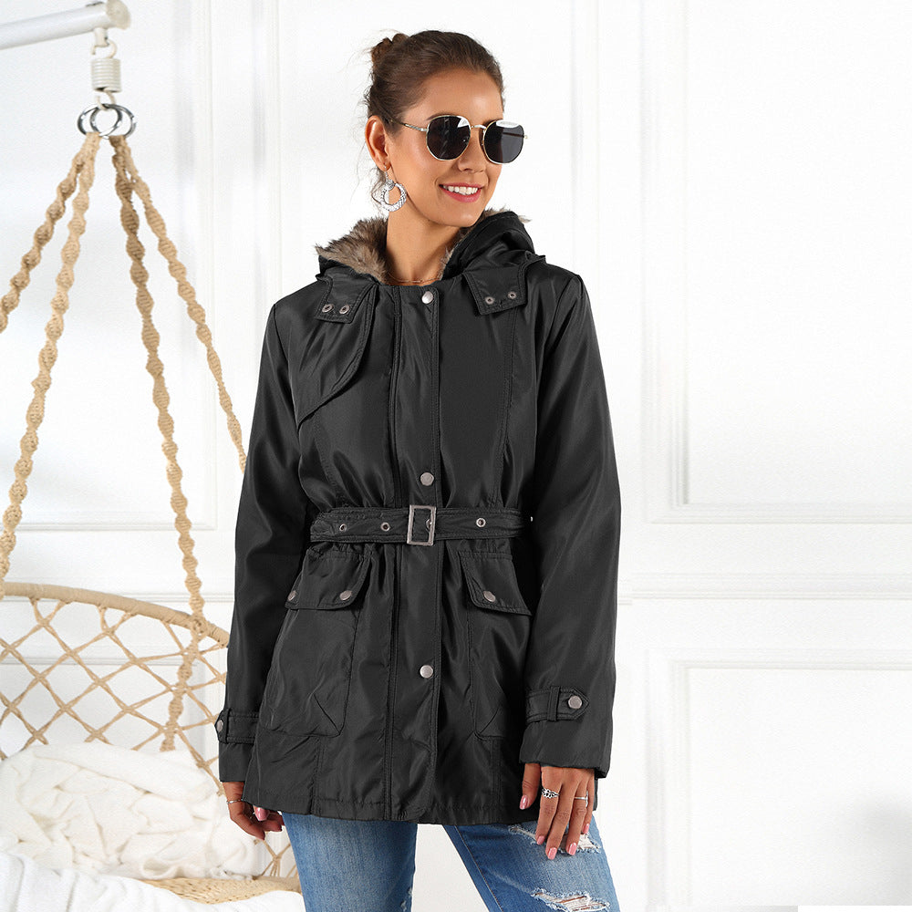 Damen Outdoor Parkajacke mit verstellbarem Kordelzug und abnehmbarer Kapuze R&B