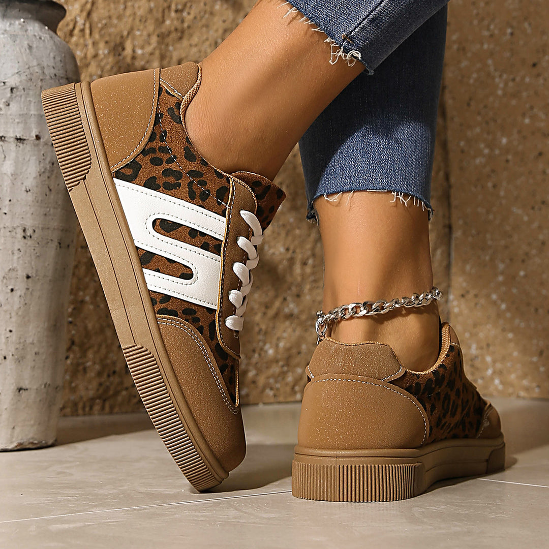Damen Sneakers im eleganten Leo-Design mit abriebfester Sohle und atmungsaktiver Konstruktion R&B