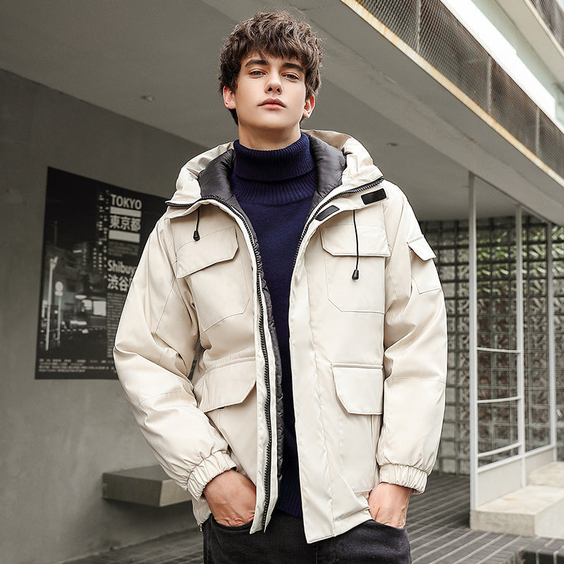 Herren wetterfeste Utility-Jacke mit Kapuze und Taschen R&B
