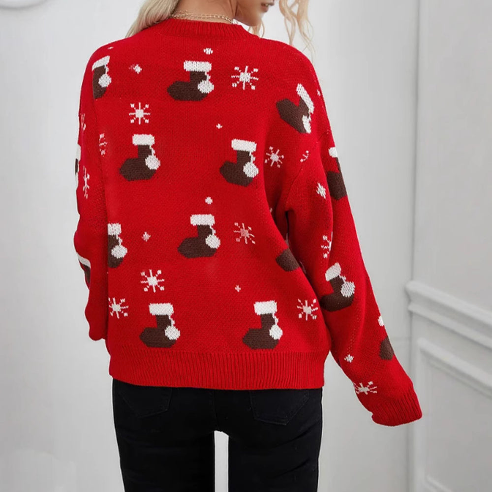 Damen kuscheliger Weihnachtspullover mit festlichem Motiv R&B