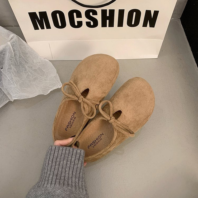 Damen bequeme Filzschuhe mit dekorativem Schnürdetail R&B