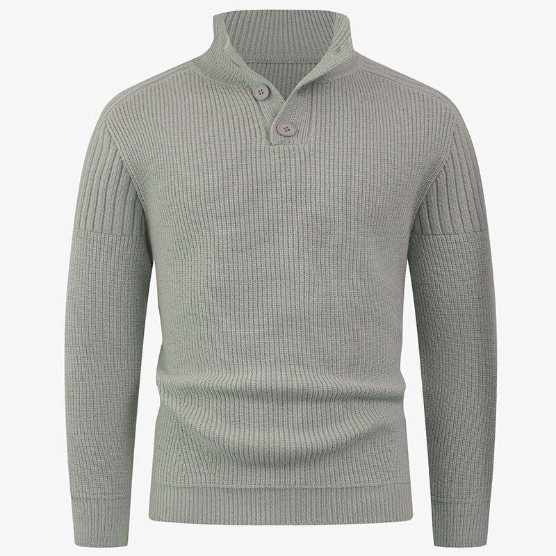 Herren Strickpullover mit hohem Kragen und Knopfdetails R&B