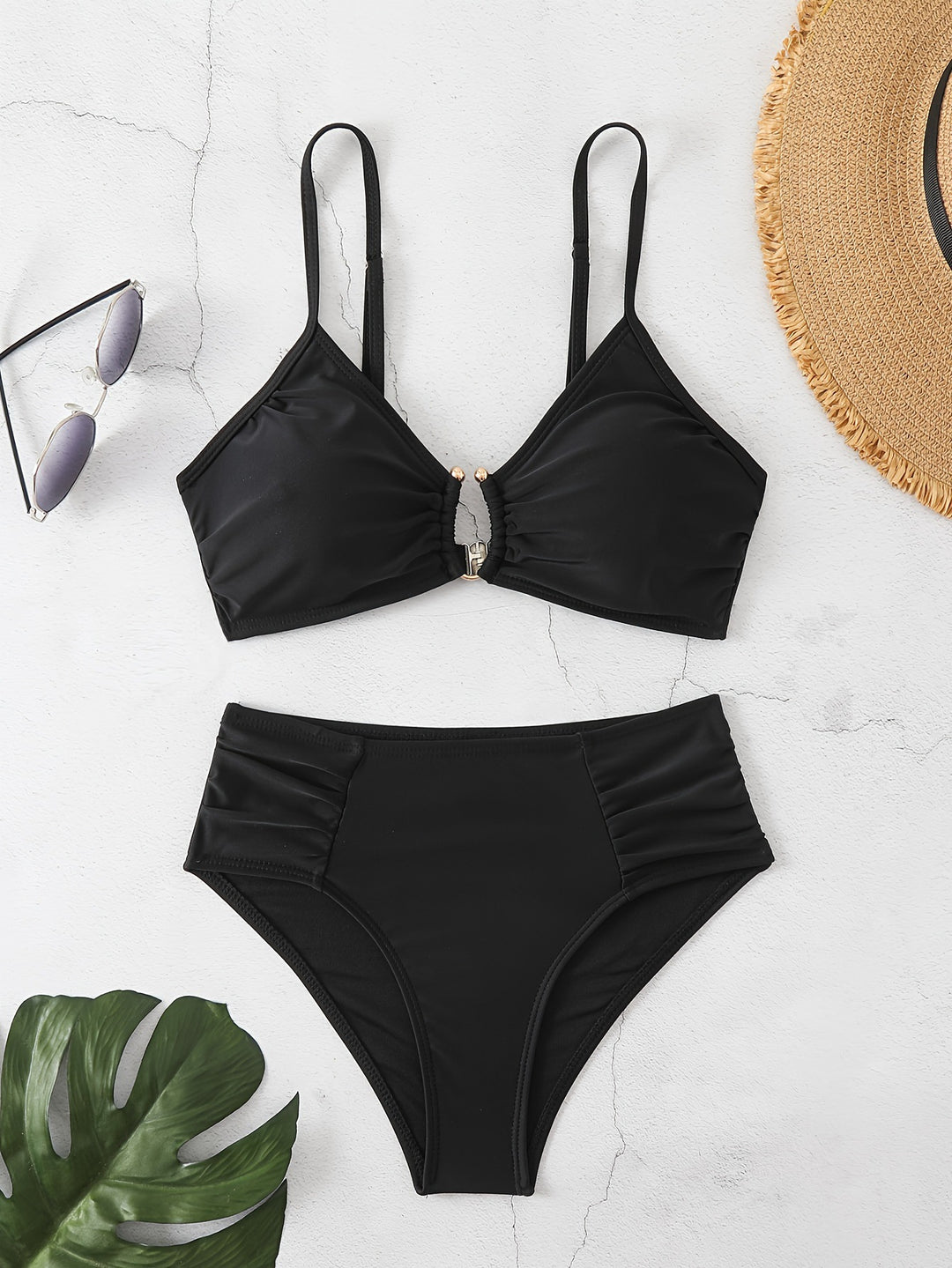 Damen Hochtailliertes Bikini-Set mit raffiniertem Rüschendesign R&B