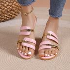 Damen Exklusive Riemensandalen mit modischem Gold-Detail R&B
