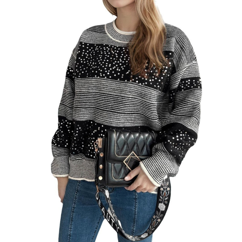 Damen modischer Pullover mit funkelnden Applikationen R&B