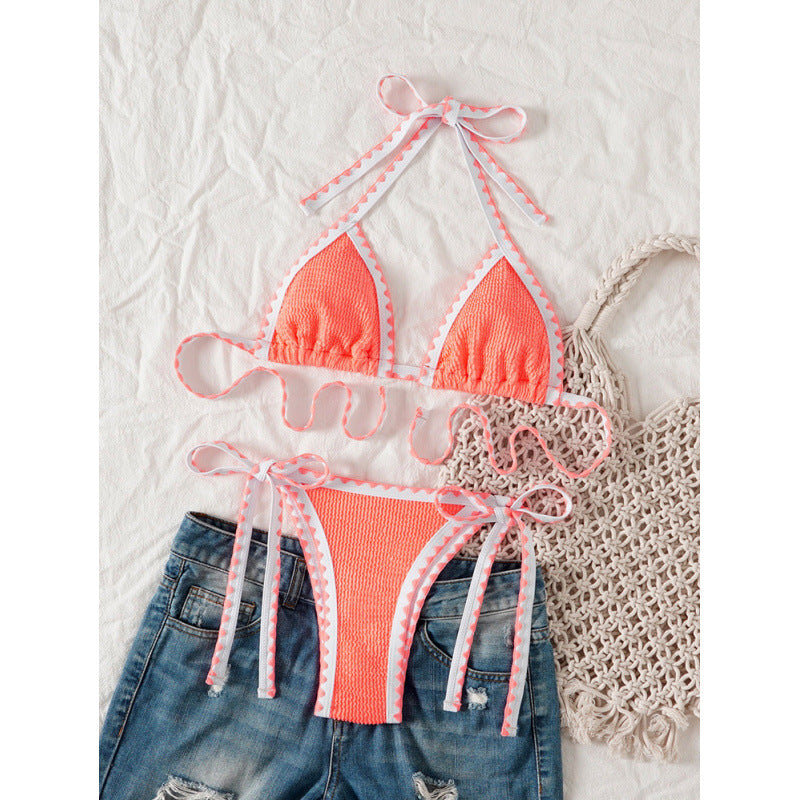 Damen Triangel-Bikini mit verspieltem Zickzackmuster R&B