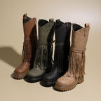 Damen Overknee-Stiefel mit modischem Fransen-Design und robustem Profil R&B
