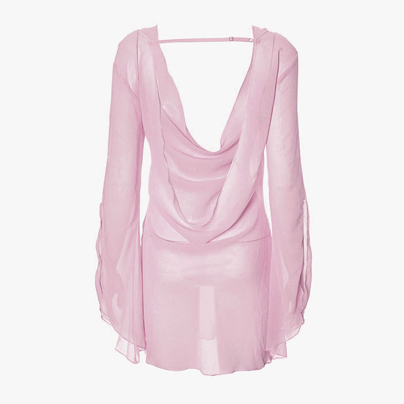Damen Elegantes Chiffon-Oberteil mit tiefem Rückenausschnitt R&B