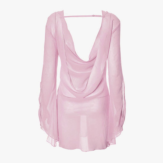 Damen Elegantes Chiffon-Oberteil mit tiefem Rückenausschnitt R&B