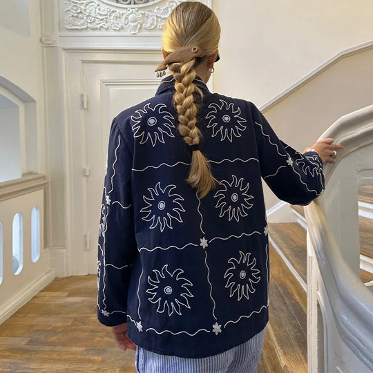 Damen Bomberjacke mit floralem Print und Knopfverschluss R&B