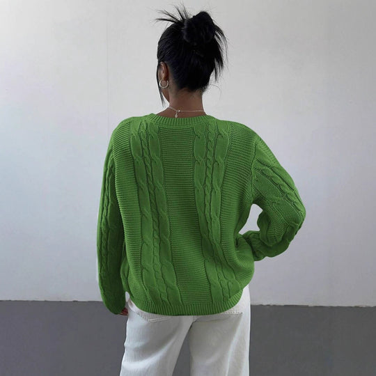 Damen Grobstrickpullover mit zeitlosem Zopfmuster und lässigem Schnitt R&B