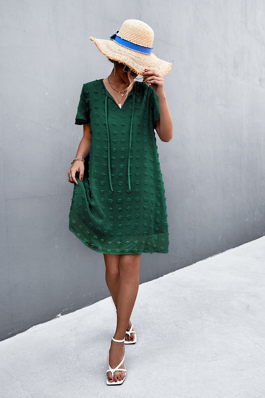 Damen Freizeitkleid mit luftigen Puffärmeln und Rüschenakzenten R&B