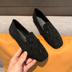 Damen Elegante Mokassins mit Glitzer-Applikationen R&B