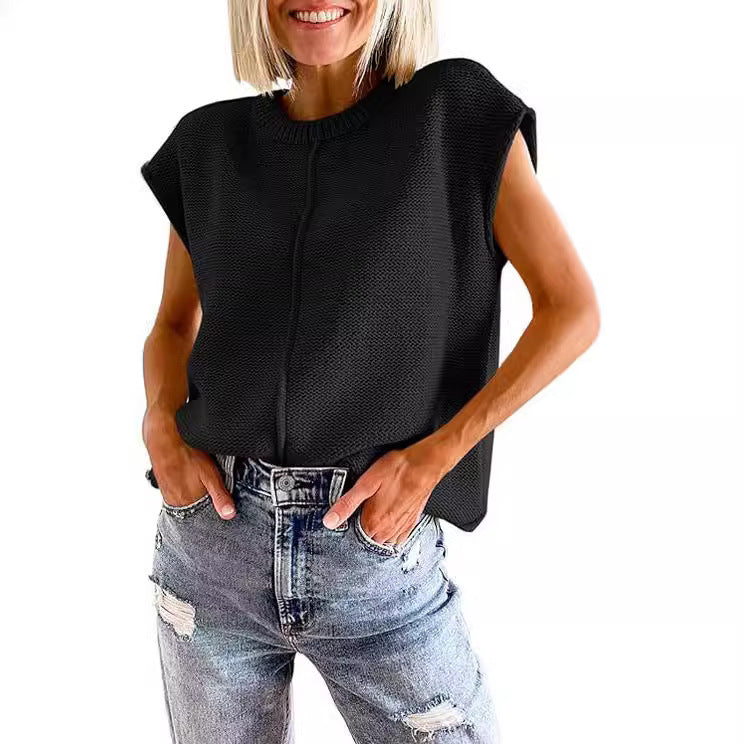 Damen lässiges Strickoberteil mit überschnittenen Schultern und strukturierter Textur R&B