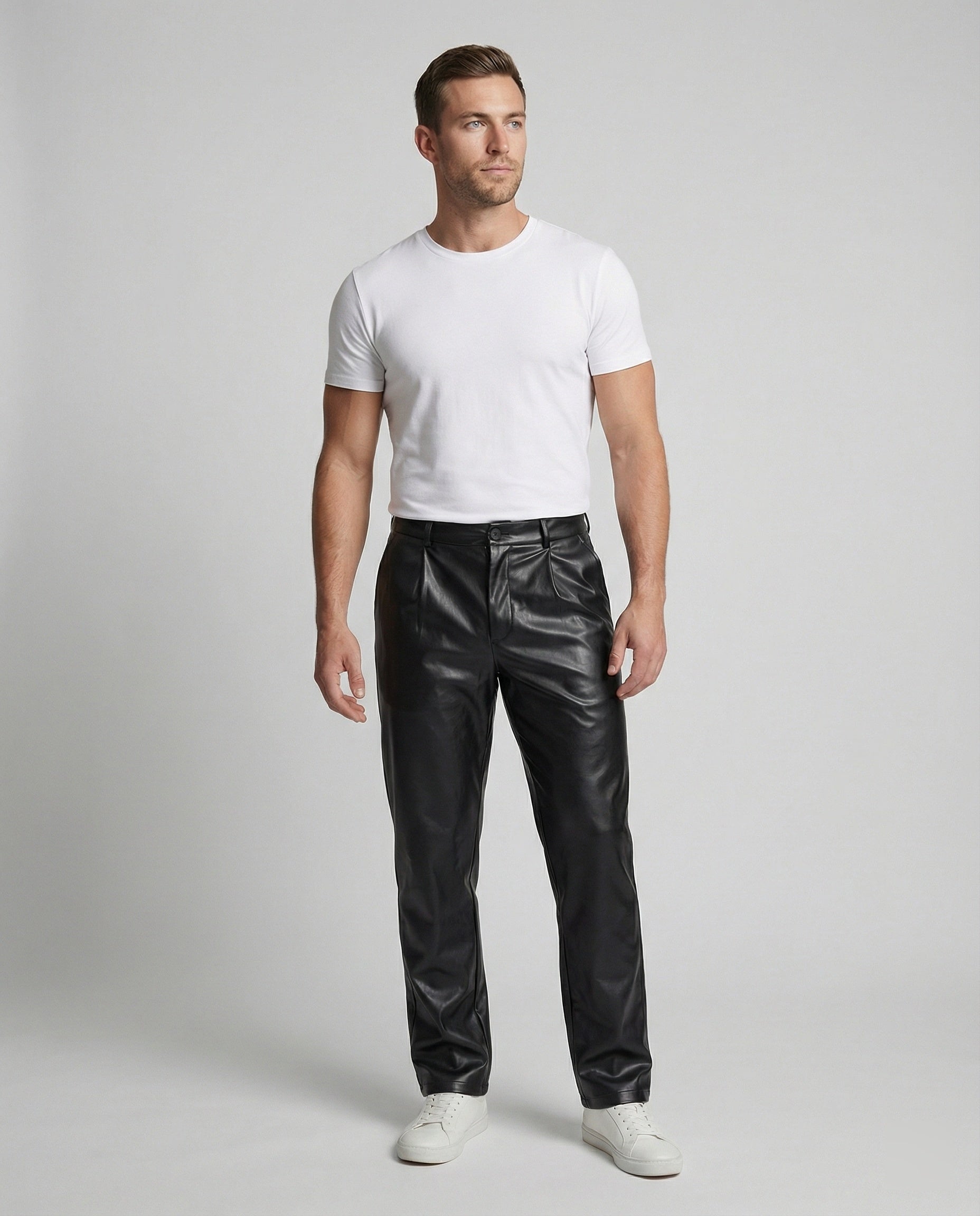 Herren Kunstlederhose elegant geschnitten