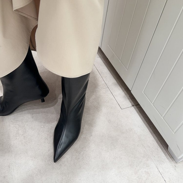 Damen elegante Stiefeletten mit spitzem Zehenbereich und geschmeidiger Lederoberfläche R&B
