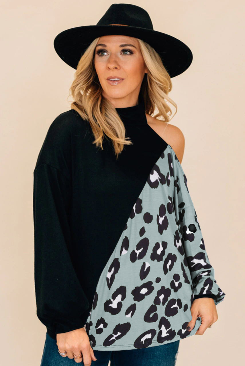 Damen Einseitiges Oberteil mit modernem Animal-Print und weitem Schnitt R&B