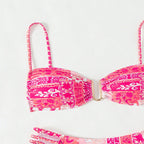 Damen Bandeau-Bikini mit floralem Muster und eleganten Details R&B