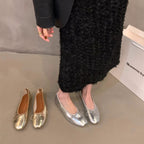 Damen Ballerinas mit funkelnder Metallic-Oberfläche und zartem Schleifendesign R&B