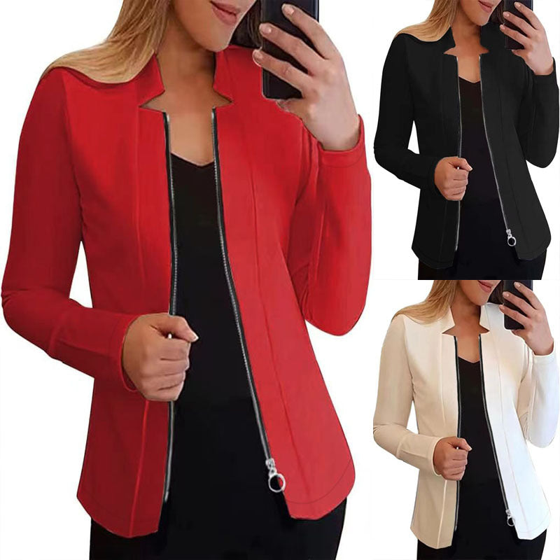 Damen Bikerjacke mit innovativem Schnitt und praktischen Reißverschlussdetails R&B