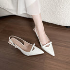 Damen Slingback-Pumps mit elegantem Schleifenakzent und spitz zulaufendem Design