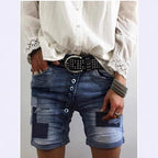 Damen modische Denim-Shorts mit funktionalen Taschen und distressed Akzenten R&B