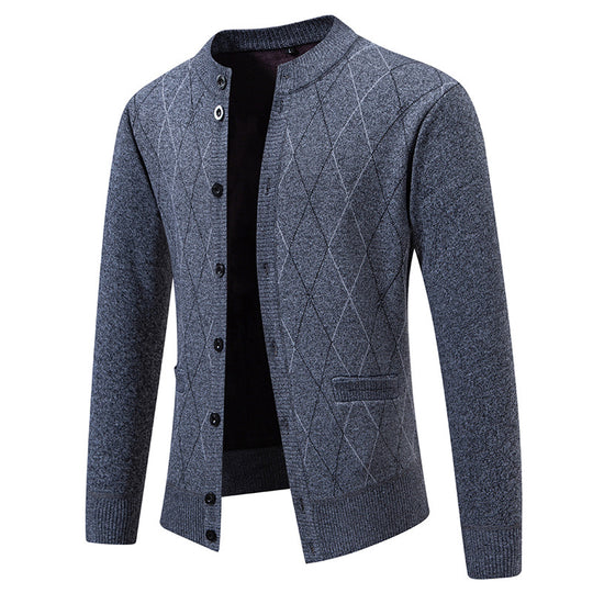 Herren Strickjacke mit modernem Rautenmuster R&B
