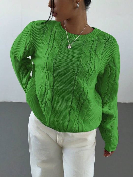 Damen Grobstrickpullover mit zeitlosem Zopfmuster und lässigem Schnitt R&B