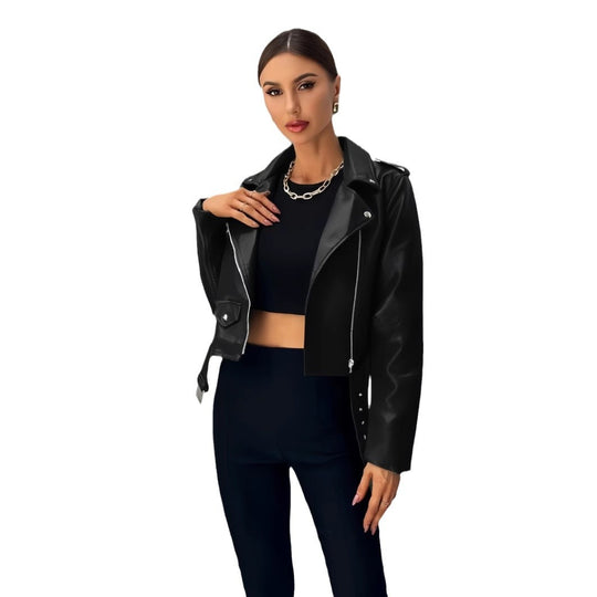 Damen cropped Bikerjacke R&B