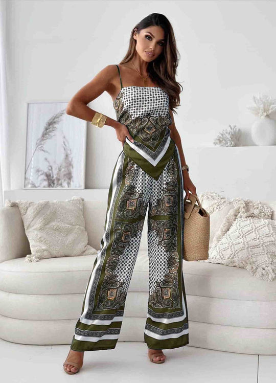Damen Jumpsuit im eleganten Boho-Stil mit dekorativen Mustern und weitem Bein R&B