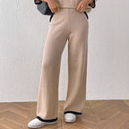 Damen lässige Strickhose mit kontrastierendem Bündchen R&B