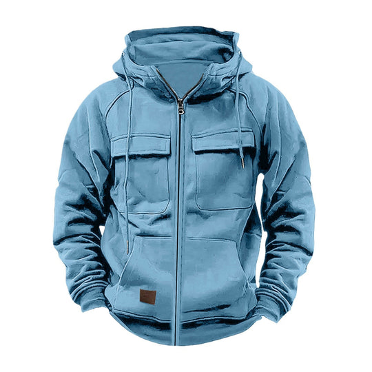 Herren Fleecejacke mit hohem Kragen und praktischen Taschen R&B