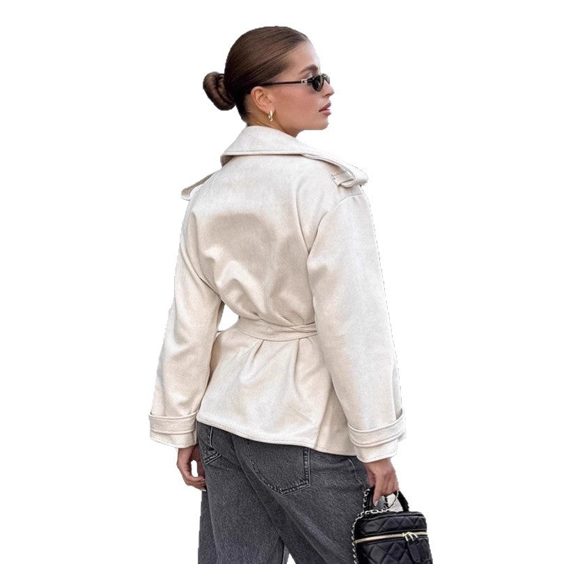 Damen Elegante Utility-Jacke mit Taillengürtel und entspannter Passform R&B