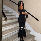 Damen Elegantes Maxikleid mit asymmetrischem One-Shoulder Design und verspielten Rüschendetails R&B