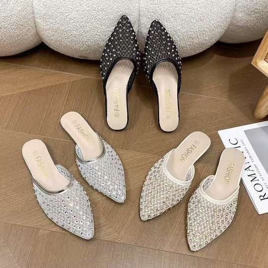 Damen elegante und funkelnde Hausschuhe mit Netzdesign R&B