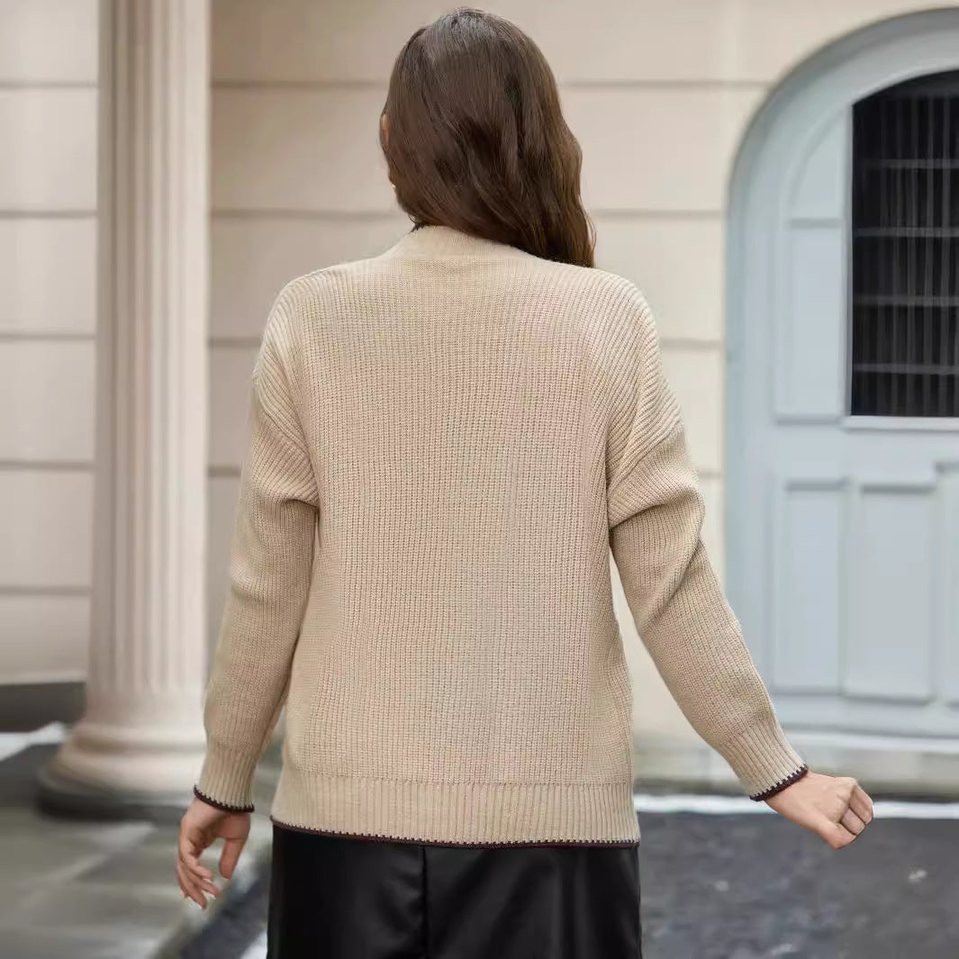 Damen Strickjacke mit modernen Taschen und kontrastierenden Details R&B