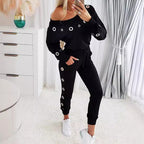 Damen Lässiges Freizeitoutfit mit gekonntem Cut-Out und Ösendetails R&B