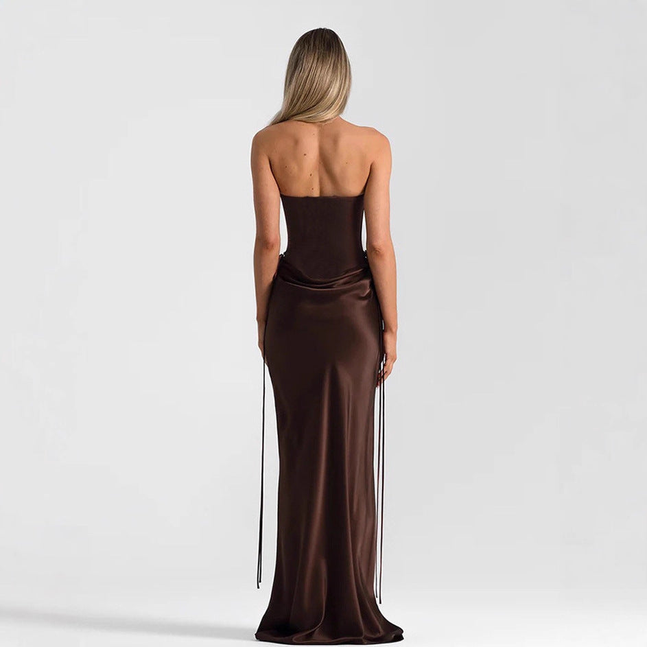 Damen Maxikleid mit elegantem Schnitt und raffinierten Drapierungen R&B