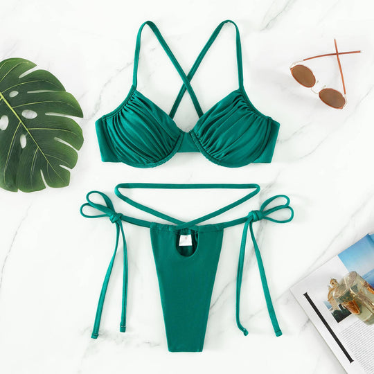 Damen Push-Up Bikini-Set mit gekreuzten Trägern R&B