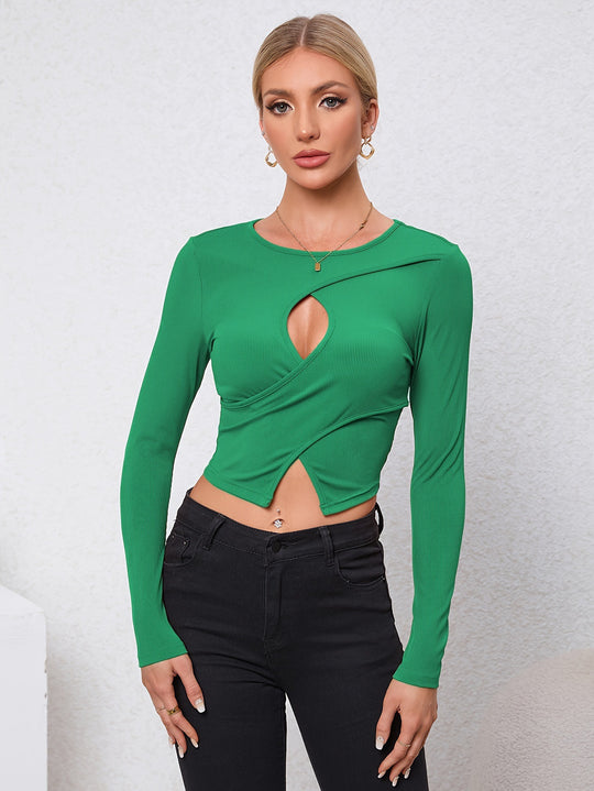 Damen Langarmshirt mit modischem Cut-Out und Raffung R&B