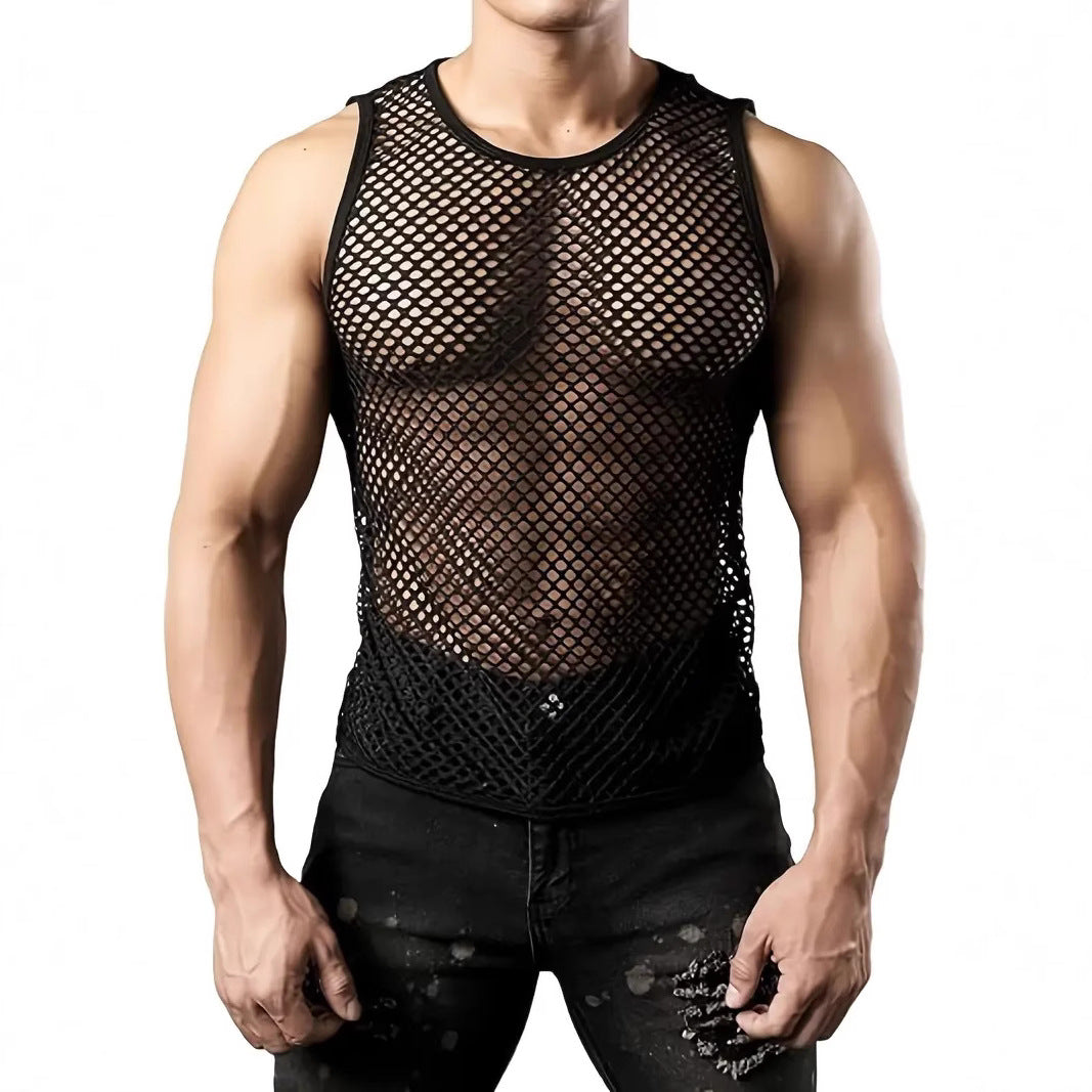 Herren Netz-Tanktop mit atmungsaktivem Design und elastischem Schnitt R&B